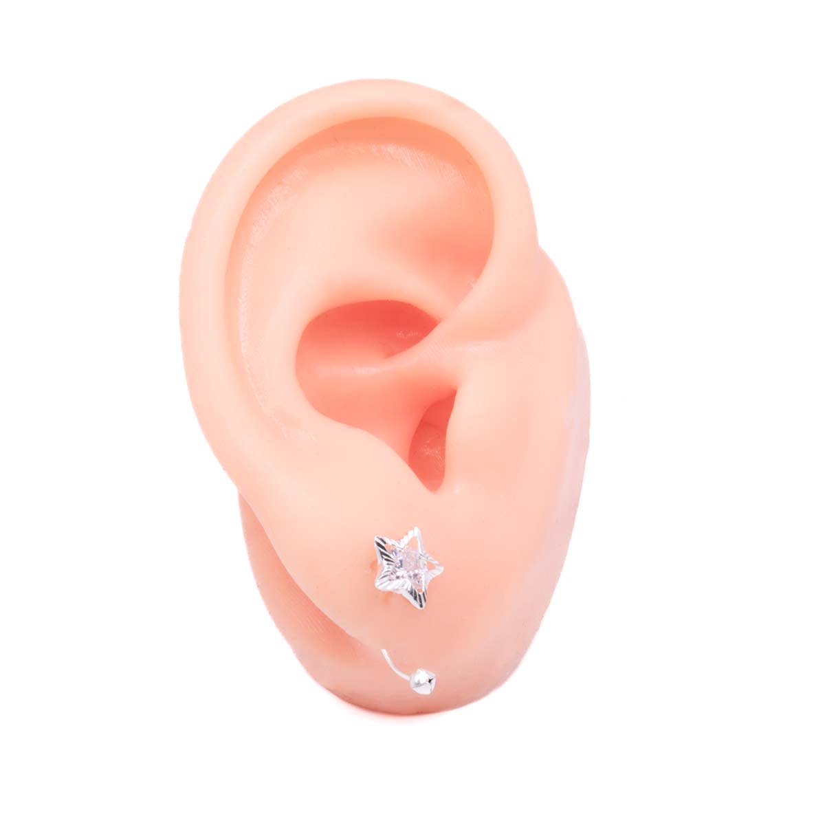 Arete estilo telefono con zirconia de estrella